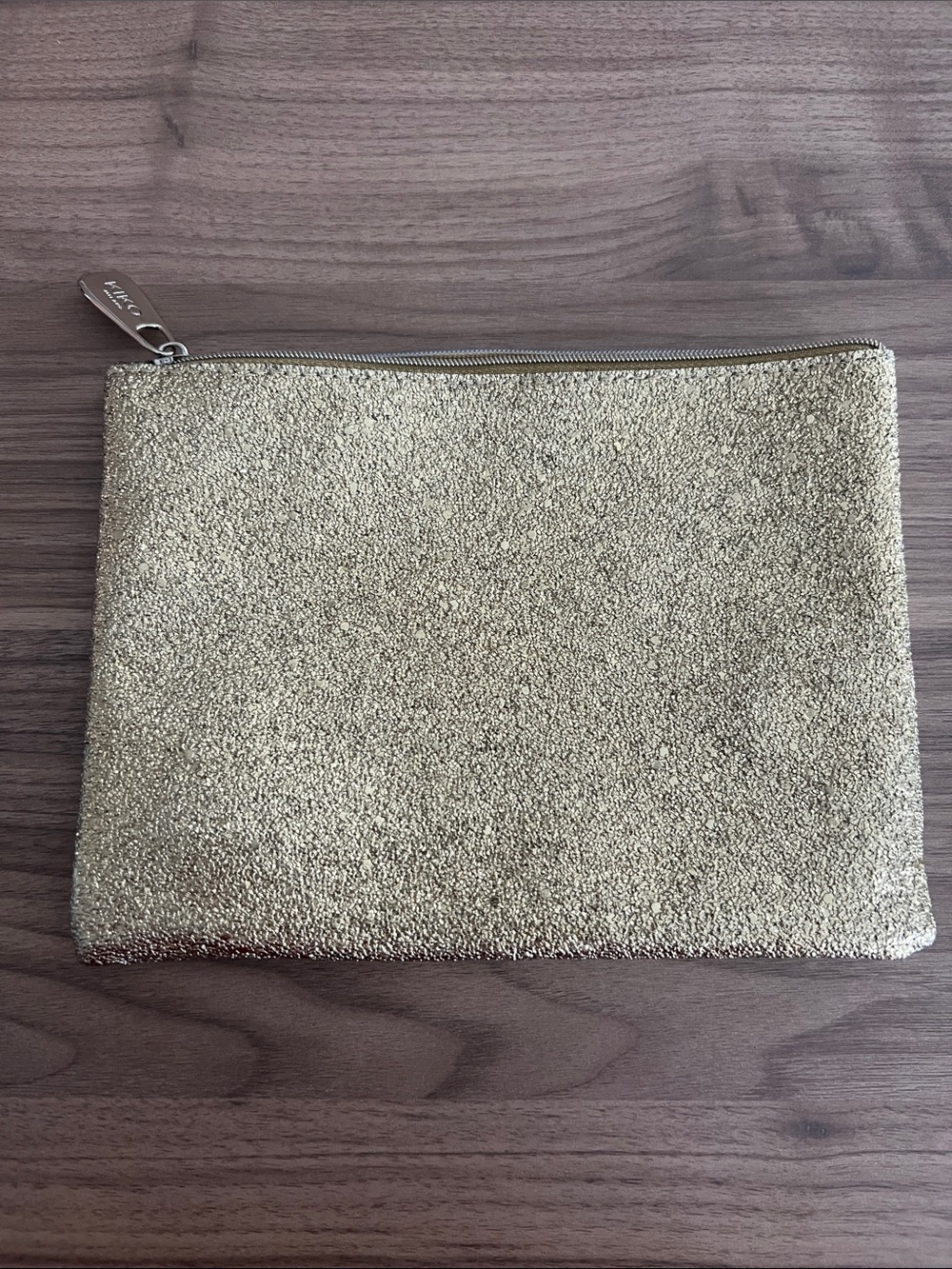 Kiko Milano Gold Glitter Zip Cosmetic Pouch